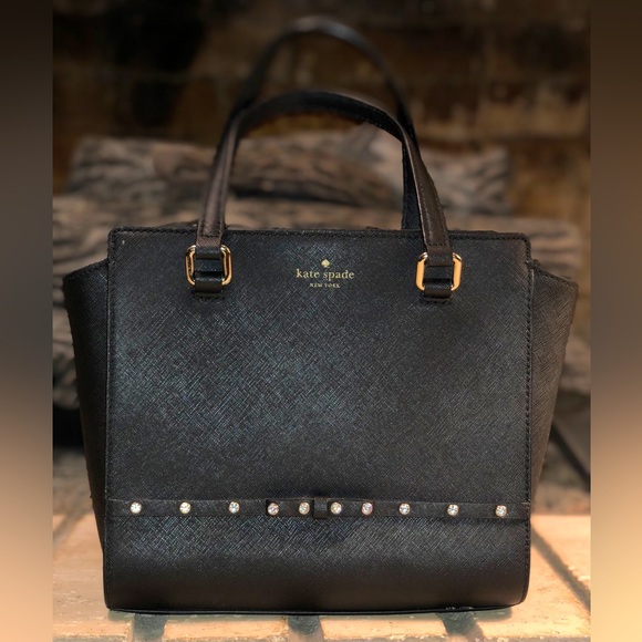 💥Moving to @the_bag_guy💥 Kate Spade - Laurel Way Hadlee Black Jeweled Satchel - Picture 12 of 12